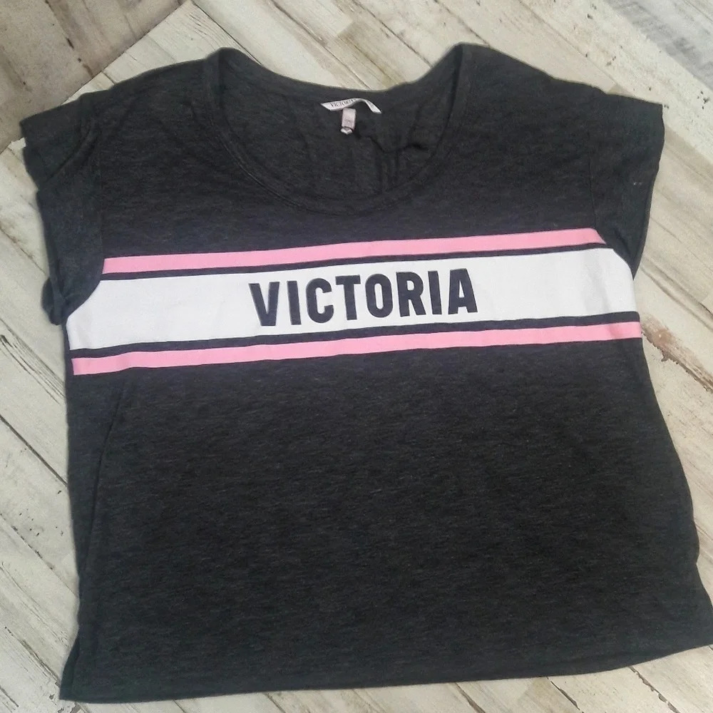 VS Grey Pink Tee Shirt Top Oversized Victoria M